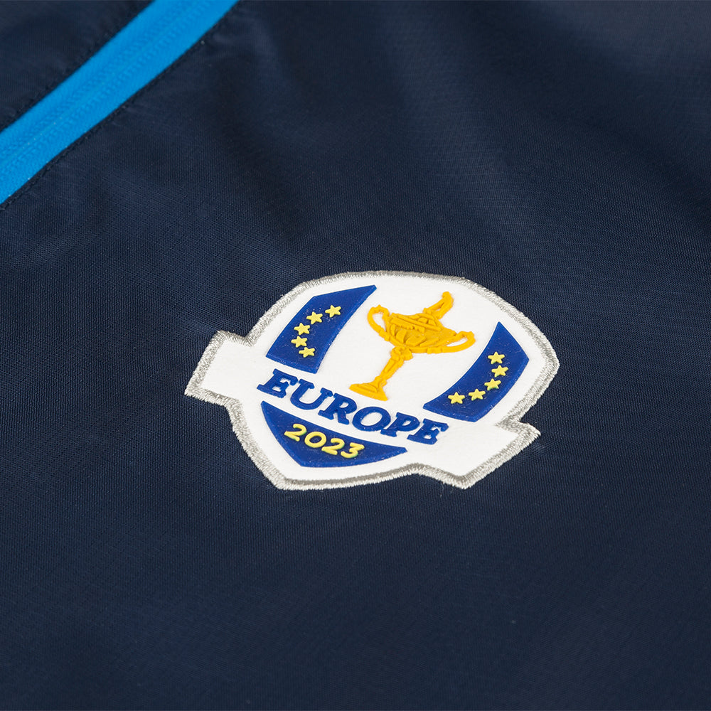 2023 Ryder Cup Official European Fanwear Men&#39;s Navy Shower Jacket Badge Close-up