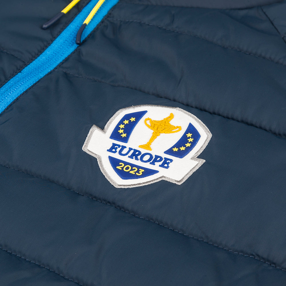 2023 Ryder Cup Official European Fanwear Women&#39;s Padded Jacket - Badge Close-up