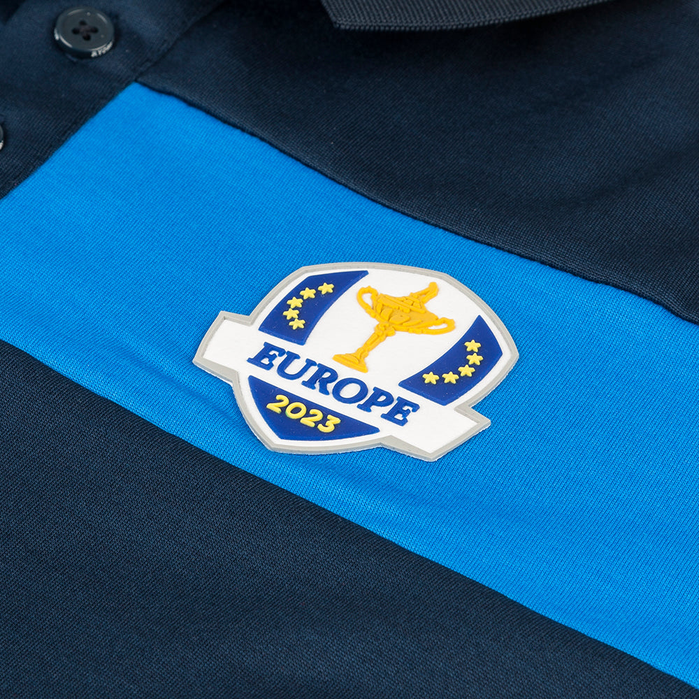 2023 Ryder Cup Official European Fanwear Youth Navy Panel Polo Shirt - Badge Close-up