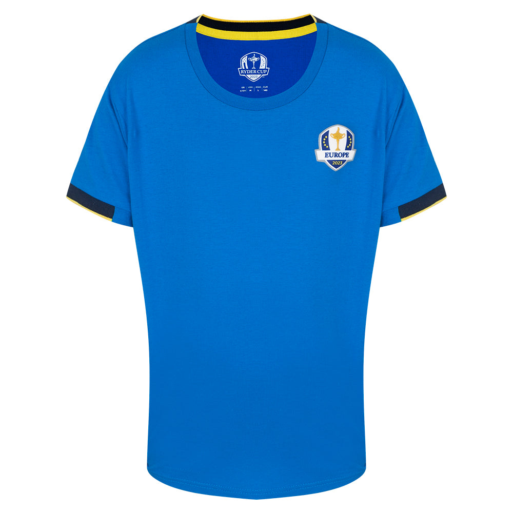 2023 Ryder Cup Official European Fanwear Youth Royal Blue T-Shirt - Front