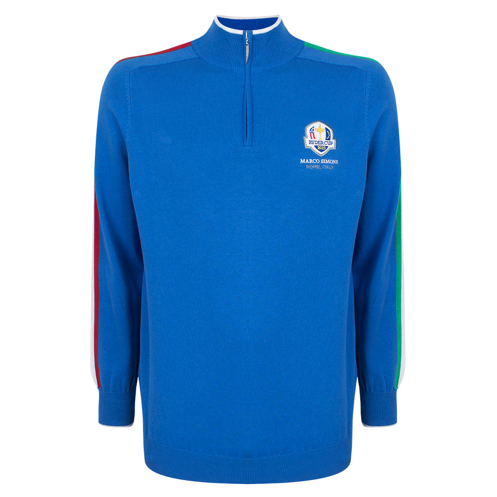 2023 Ryder Cup Glenmuir Men&#39;s Italian Knitted 1/4 Zip Sweater - Front