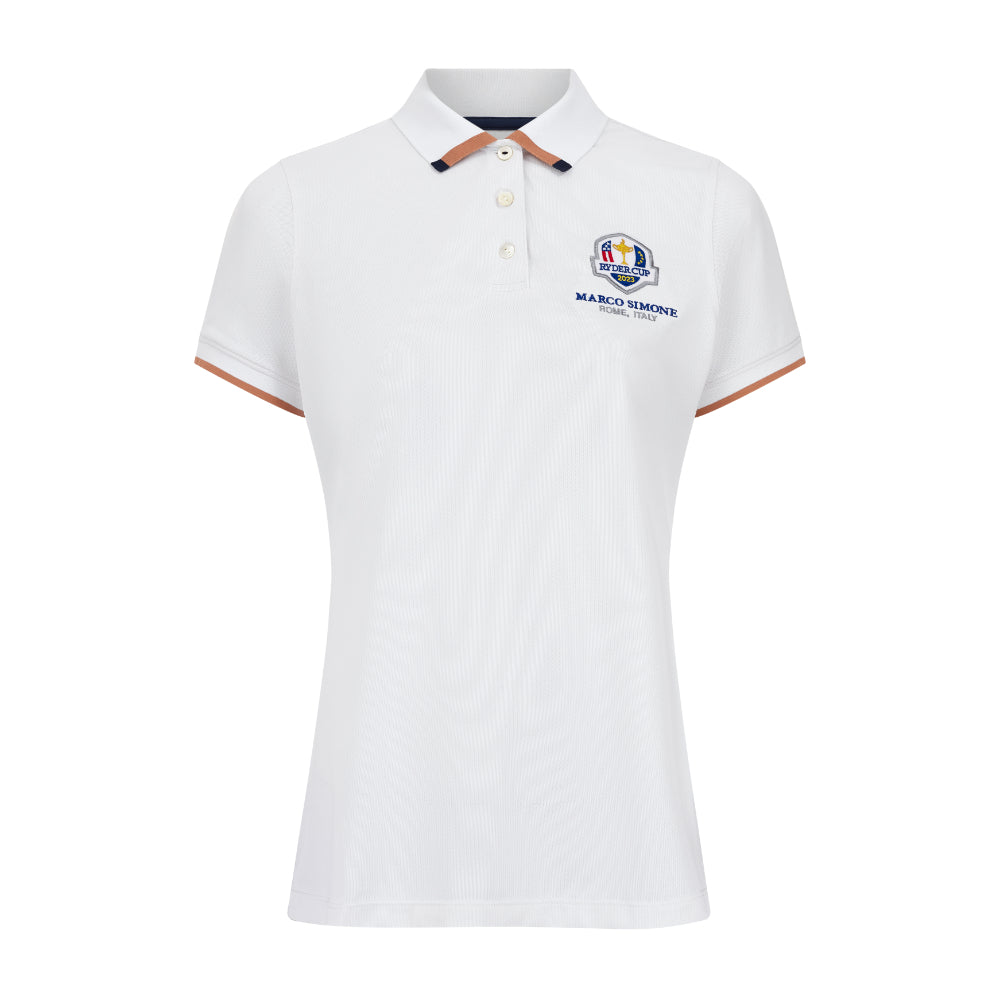 2023 Ryder Cup Peter Millar Women&#39;s White Whitworth Mesh Polo Shirt - Front