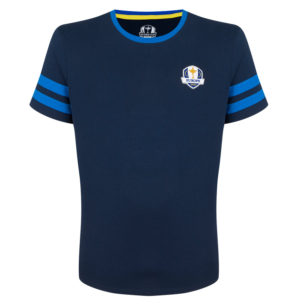 2023 Ryder Cup Official European Fanwear Men&#39;s Navy T-Shirt Front