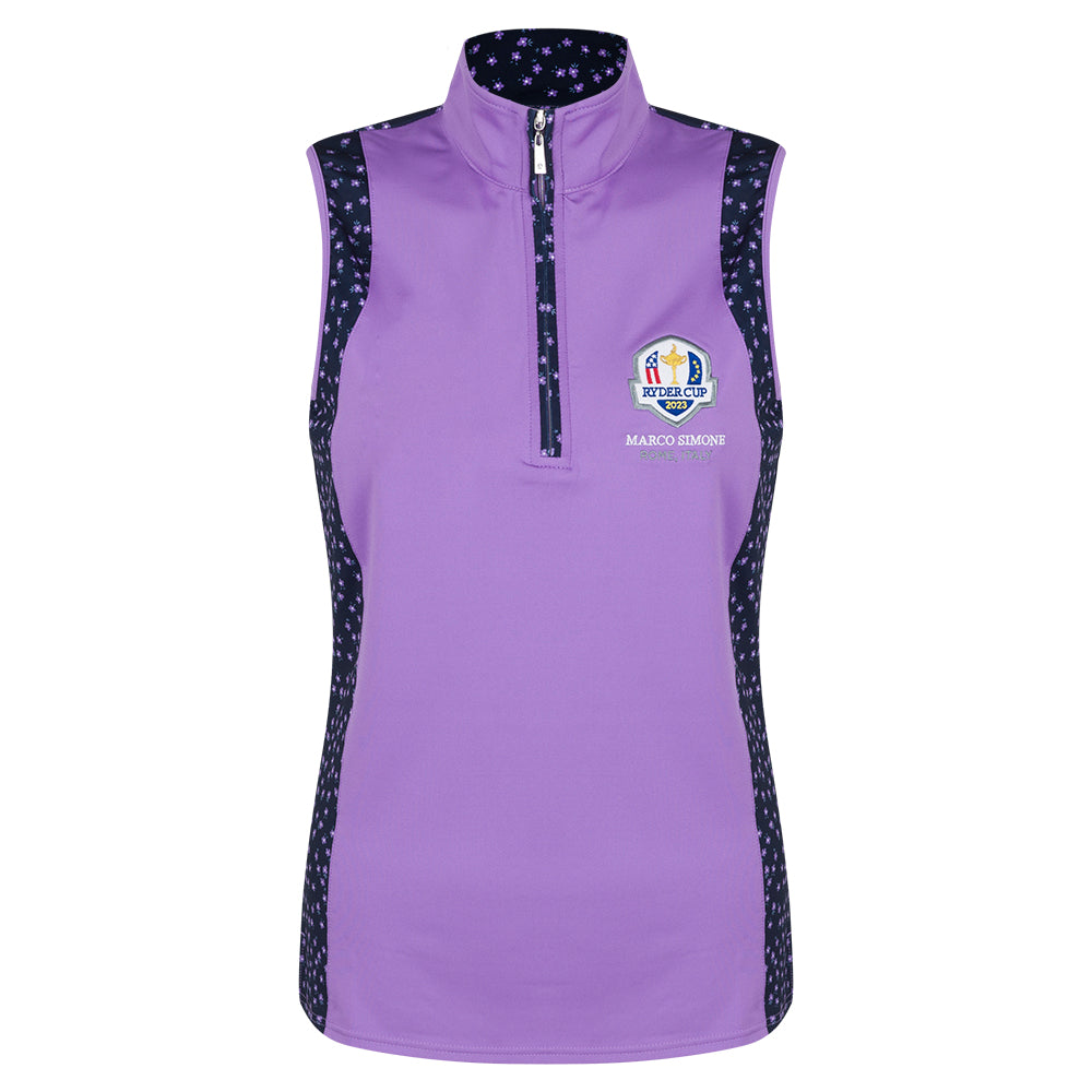 2023 Ryder Cup Glenmuir Women&#39;s Purple Frankie Sleeveless Polo Shirt - Front