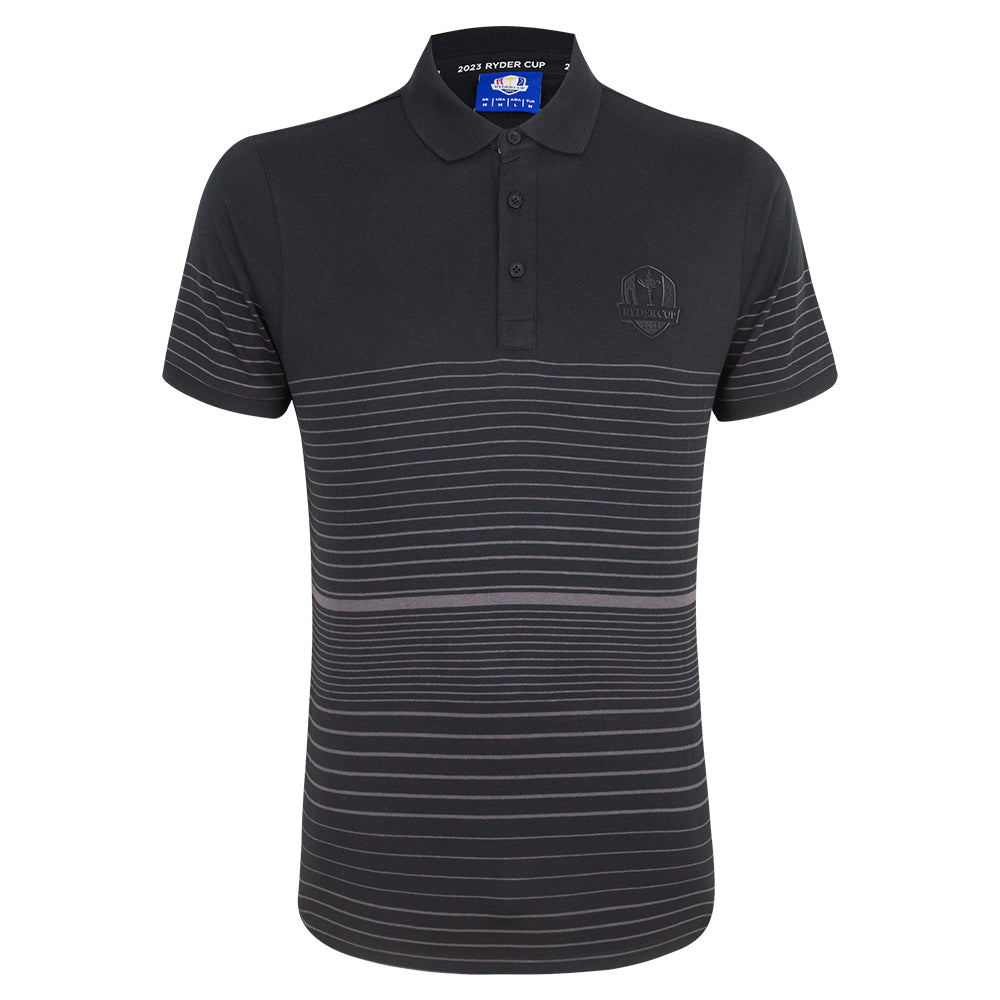 2023 Ryder Cup Men&#39;s Black Tonal Pin Striped Polo Shirt Front