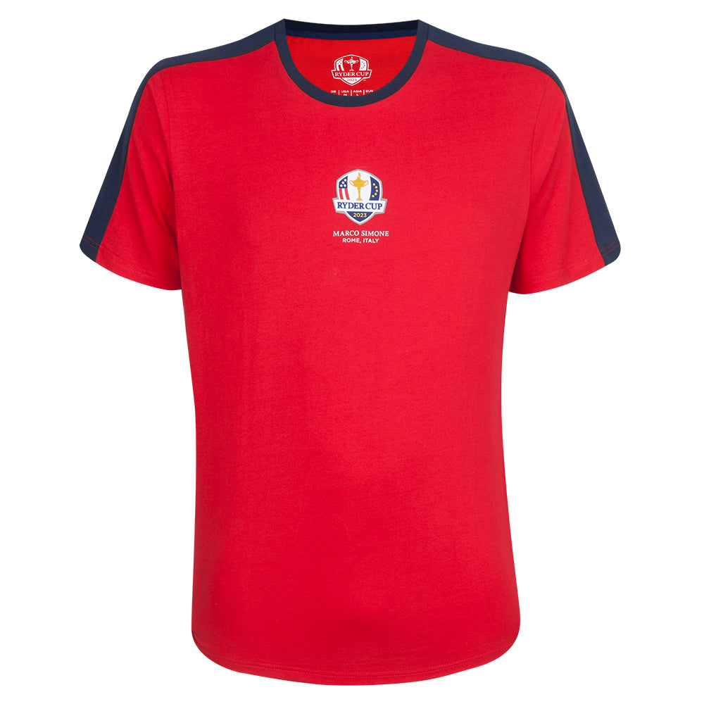 Official 2023 Ryder Cup USA Fanwear Men&#39;s Red T-Shirt Front