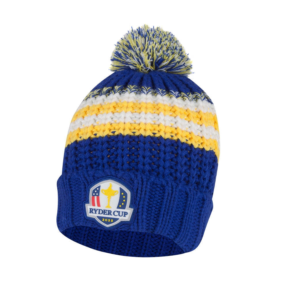 2023 Ryder Cup Official European Fanwear Youth Bobble Blue Hat Front