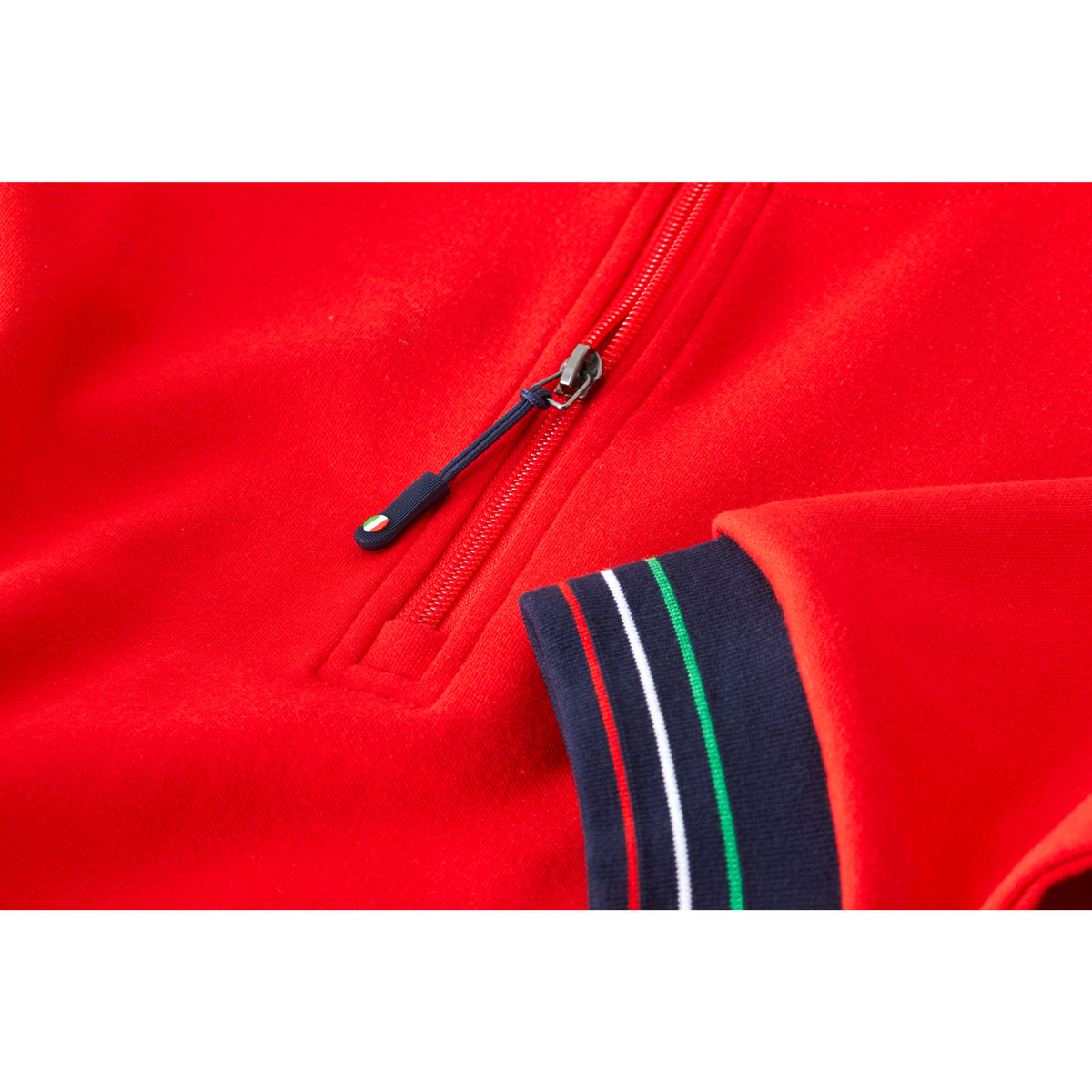 2023 Ryder Cup Rome Collection Men&#39;s Red Contrast Panel 1/4 Zip Mid Layer - Pocket Close-up