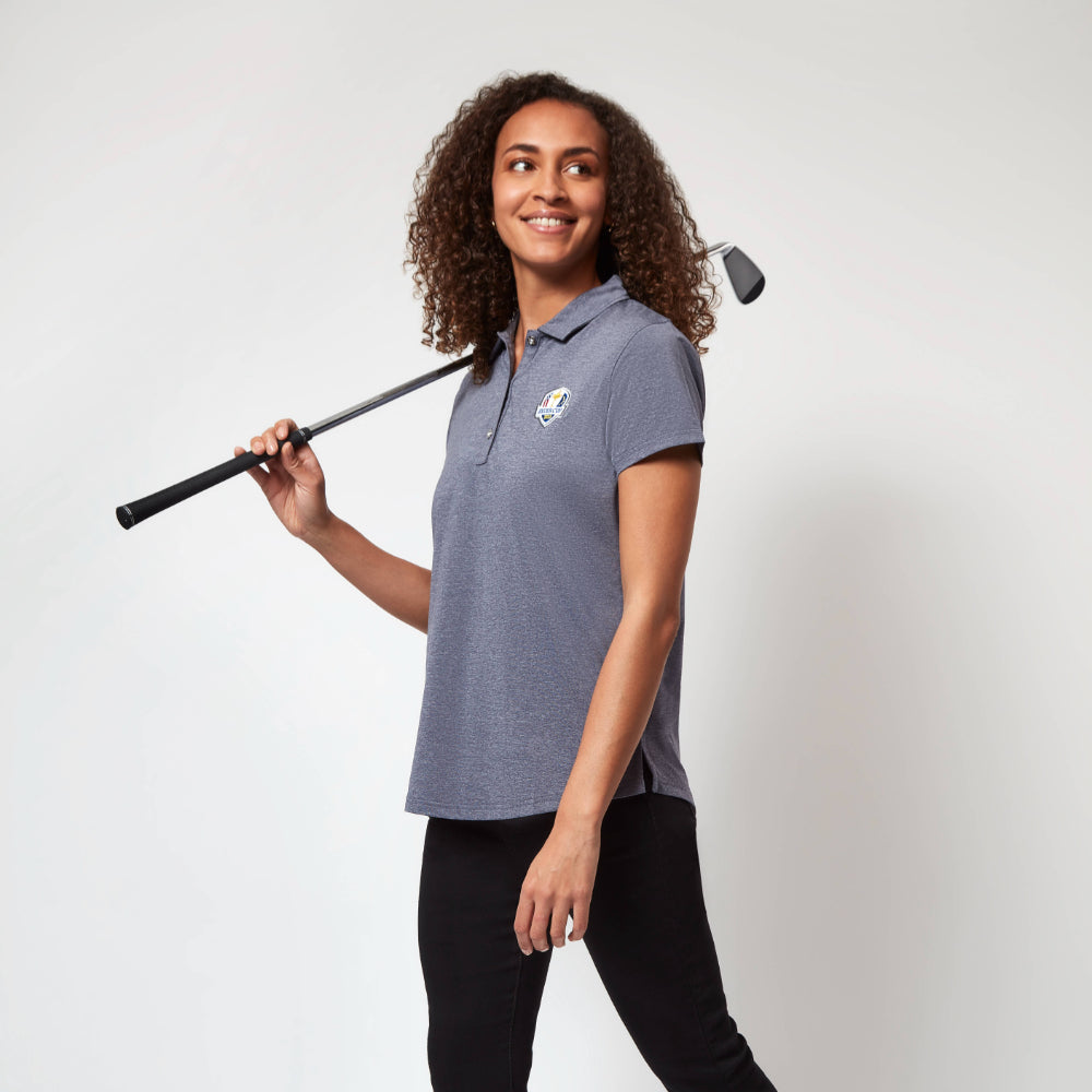 2025 Ryder Cup FootJoy Women's Heather Navy Polo Model