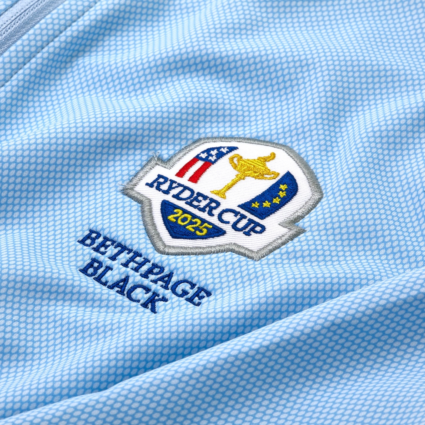 2025 Ryder Cup Peter Millar Perth Birdseye Pattern Blue Quarter Zip