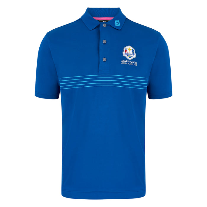 2027 Ryder Cup FootJoy Men's Blue Pinstripe Polo Shirt