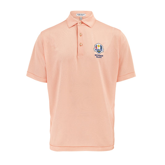 2025 Ryder Cup Peter Millar Men's Santos Geo Pattern Orange Polo Shirt