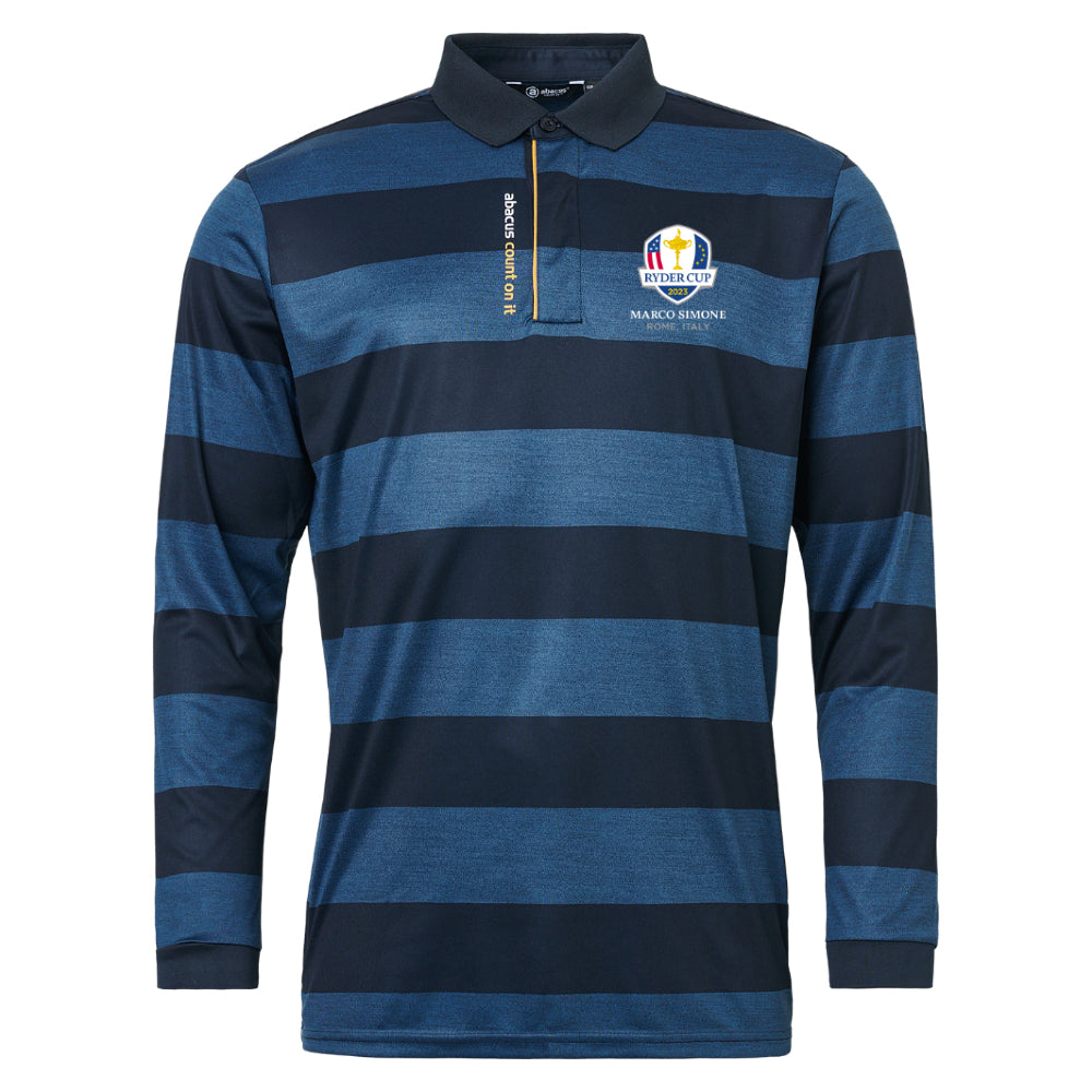 2023 Ryder Cup Abacus Men's Navy Hudson Longsleeve Polo Front