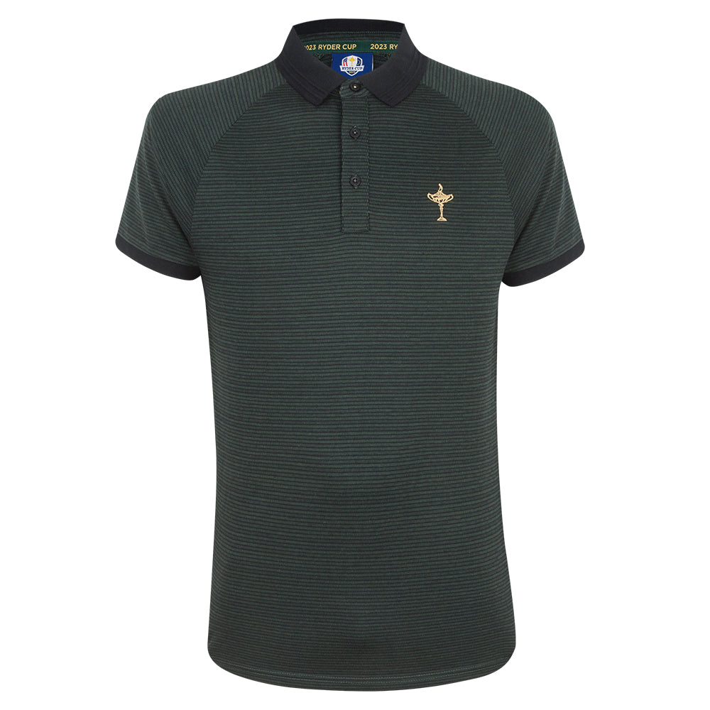 2023 Ryder Cup Men's Trophy Green Waffle Polo Shirt Front
