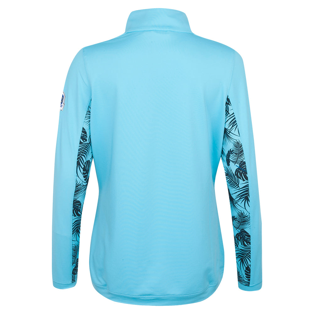 2027 Ryder Cup Glenmuir Women's Blue Tropical Print 1/2 Zip Mid Layer