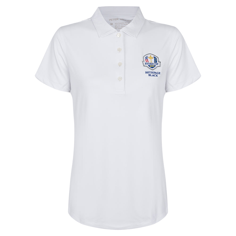 2025 Ryder Cup Peter Millar Women&#39;s White Polo Shirt Front