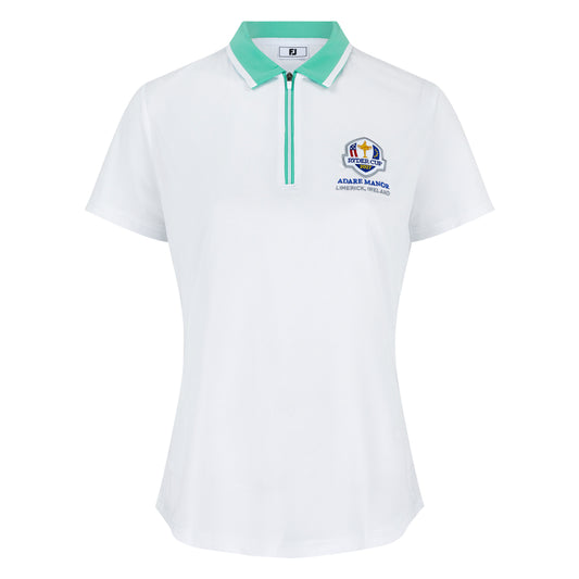 2027 Ryder Cup FootJoy Women's White Zipped Polo Shirt