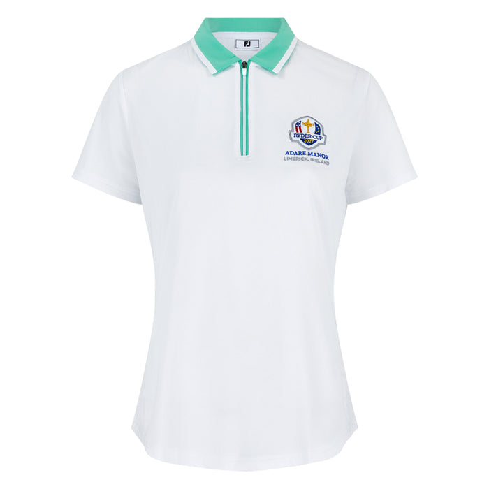 2027 Ryder Cup FootJoy Women's White Zipped Polo Shirt