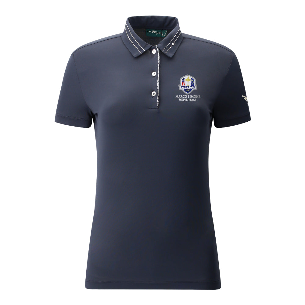 2023 Ryder Cup Chervò Women&#39;s Navy Polo Front