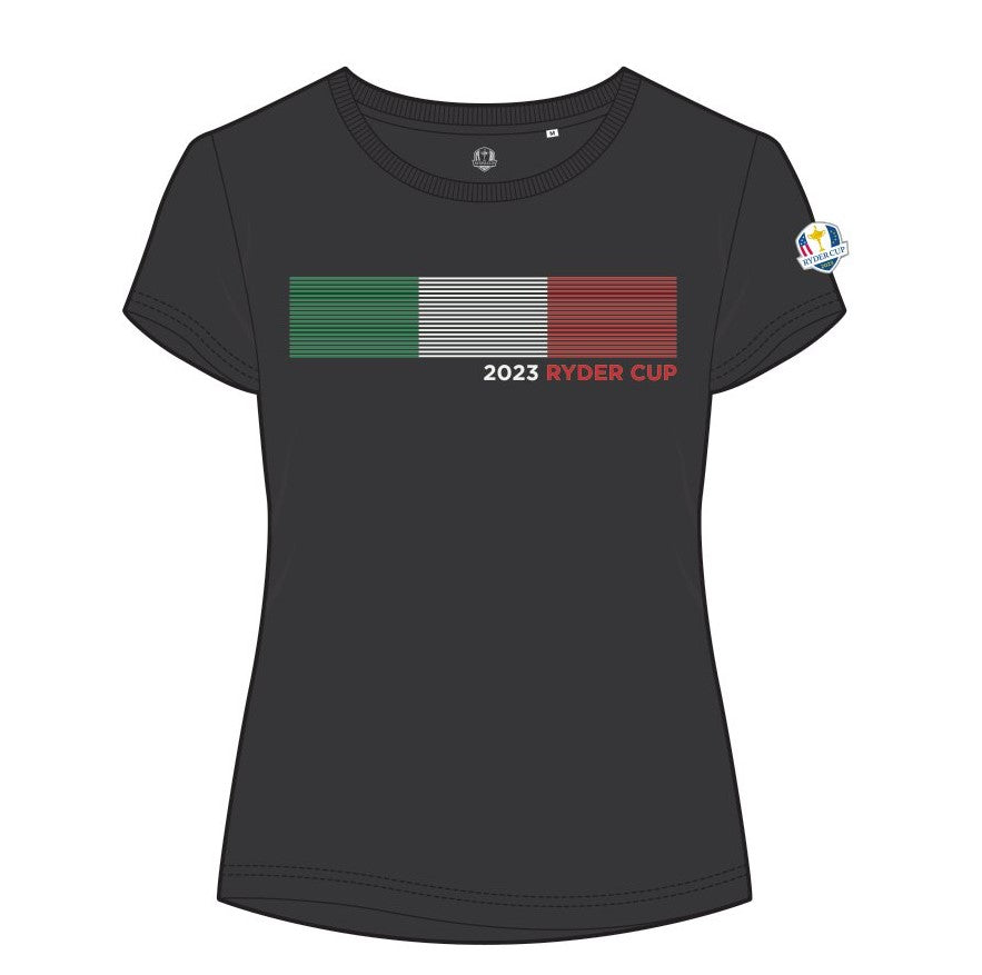 2023 Ryder Cup Women's Black Flag T-Shirt Front