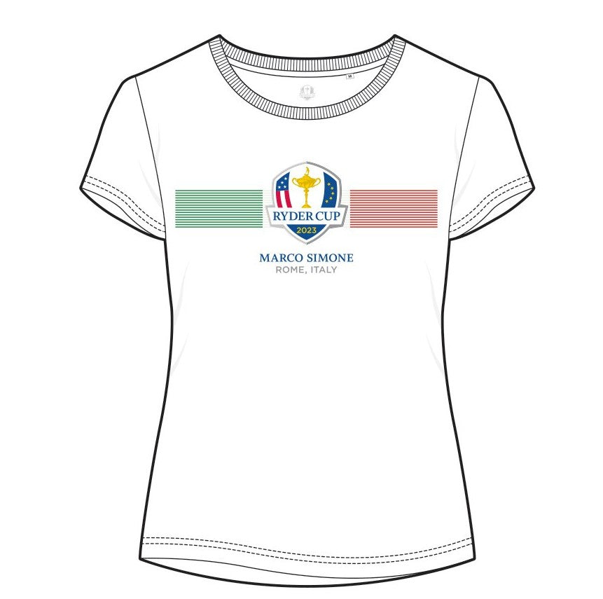 2023 Ryder Cup Women&#39;s White Shield T-Shirt Front