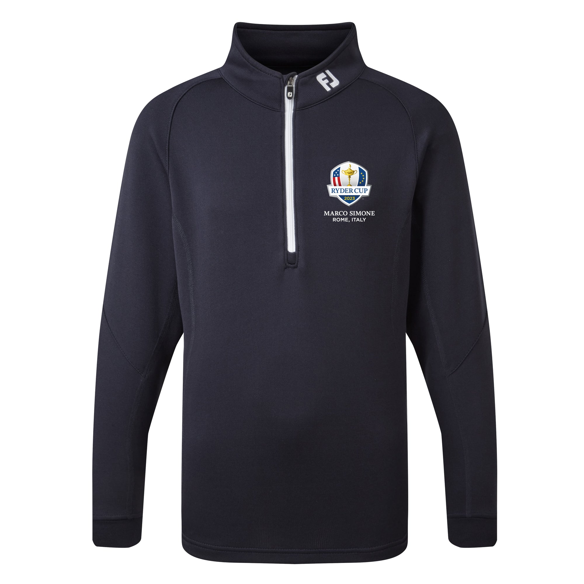 2023 Ryder Cup FootJoy Youth Navy 1/4 Zip Mid Layer Front