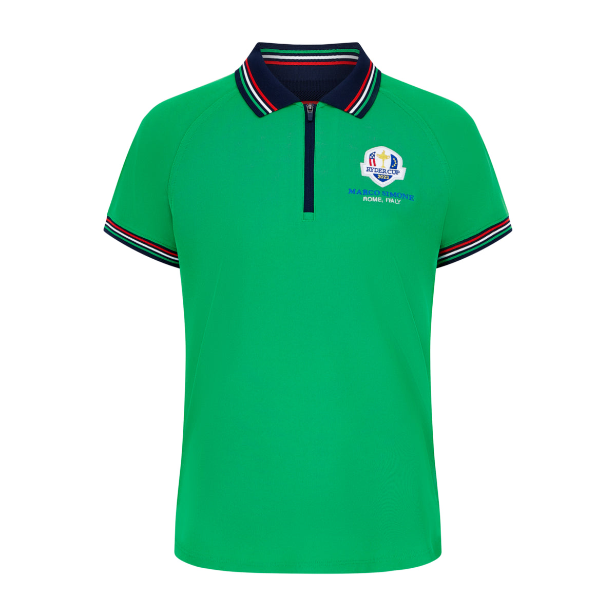 2023 Ryder Cup Rome Collection Women&#39;s Tipped Green Polo Shirt - Front