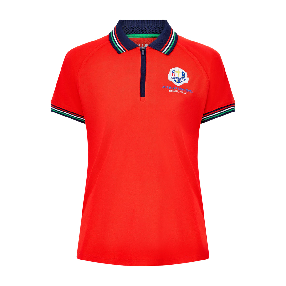 2023 Ryder Cup Rome Collection Women&#39;s Tipped Red Polo Shirt - Front