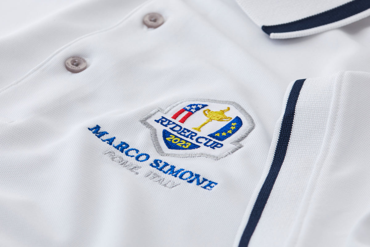 2023 Ryder Cup Youth White Pique Polo - Badge Close-up