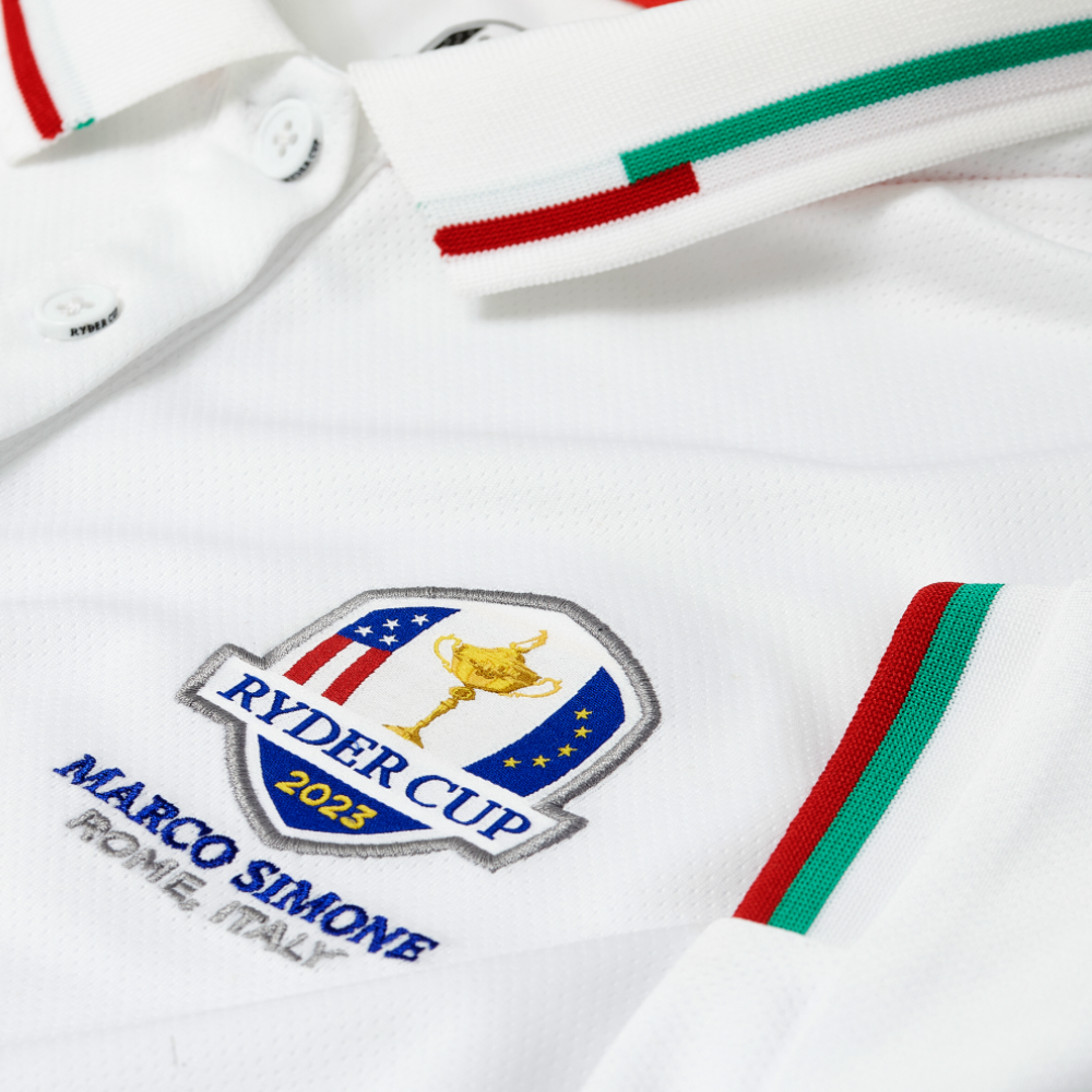2023 Ryder Cup Rome Collection Women&#39;s Polo - White - Badge Close-up