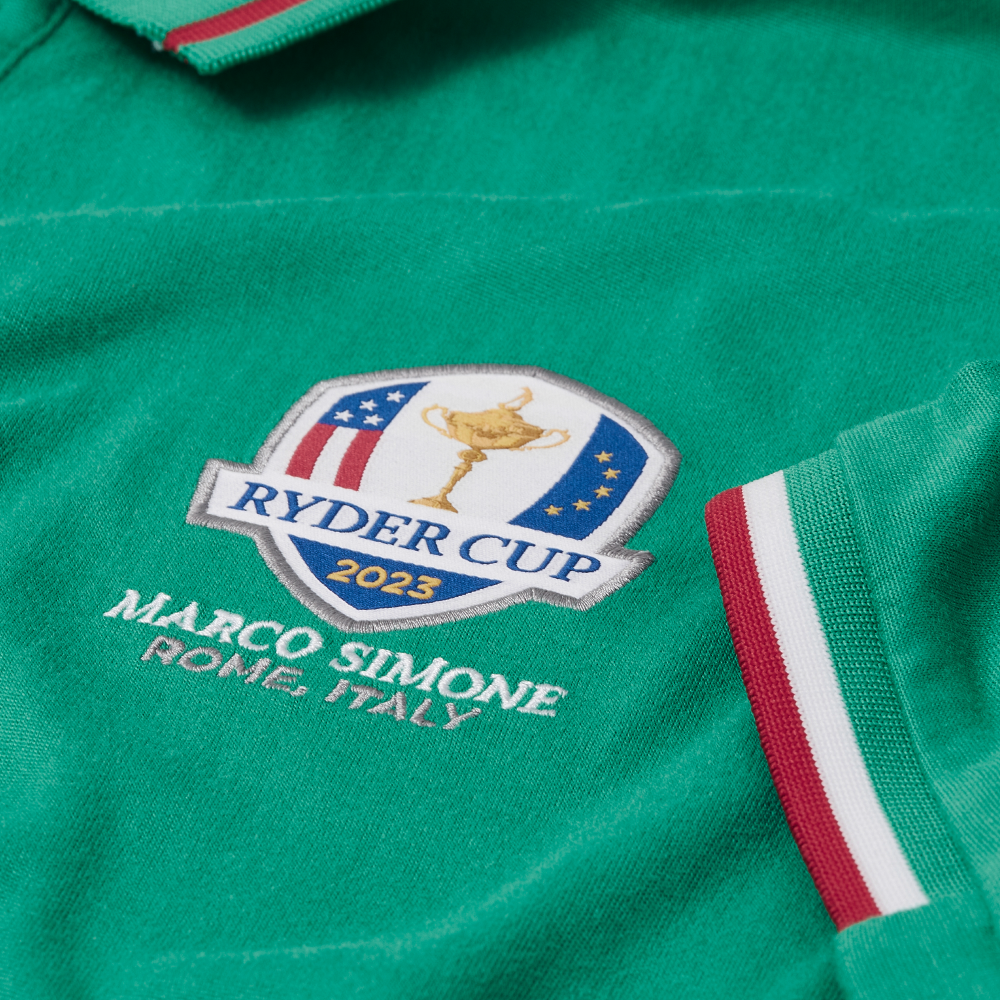 2023 Ryder Cup Rome Collection Men&#39;s Polo - Light Green - Badge Close-up