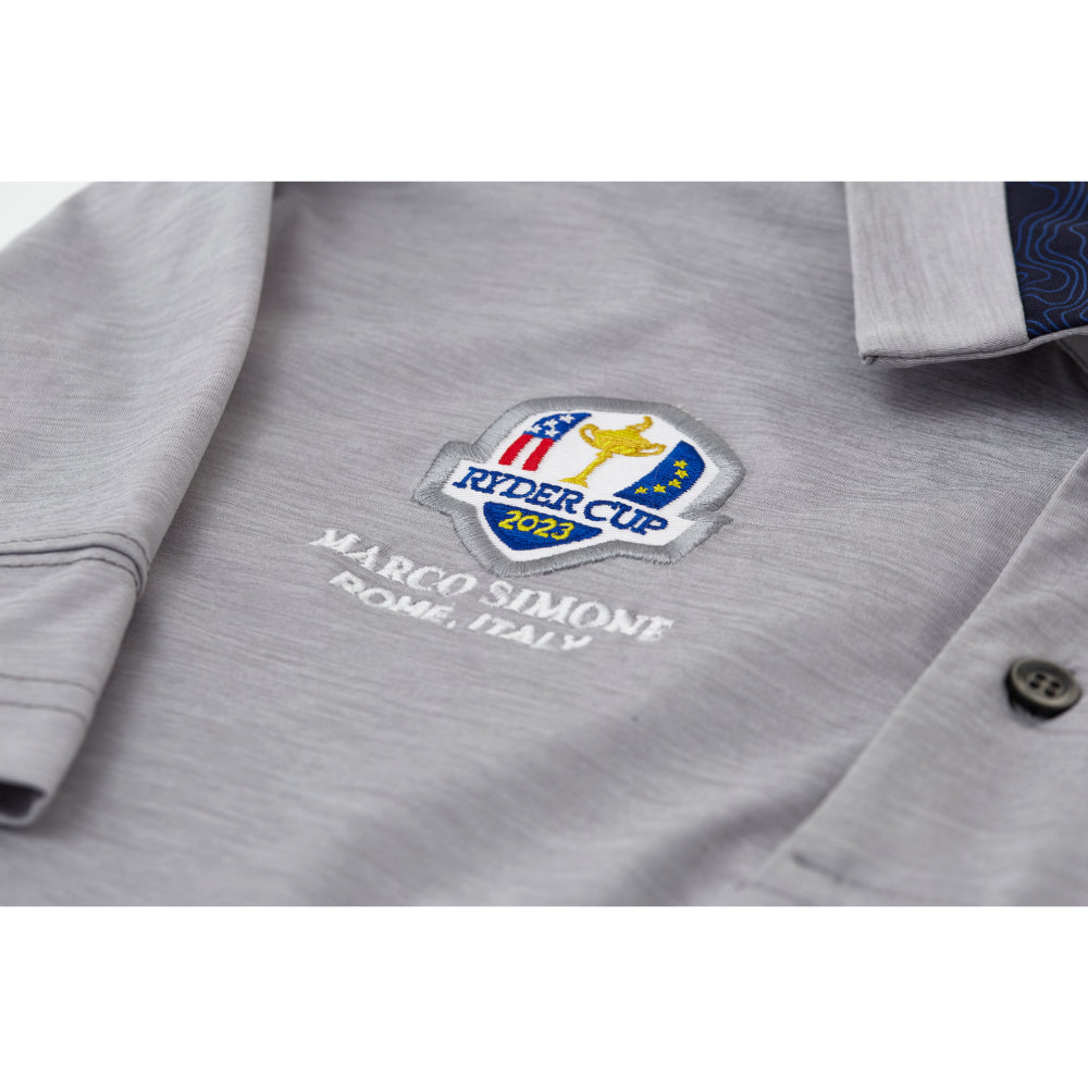 2023 Ryder Cup Chervò Men&#39;s Grey Polo - Badge Close-up