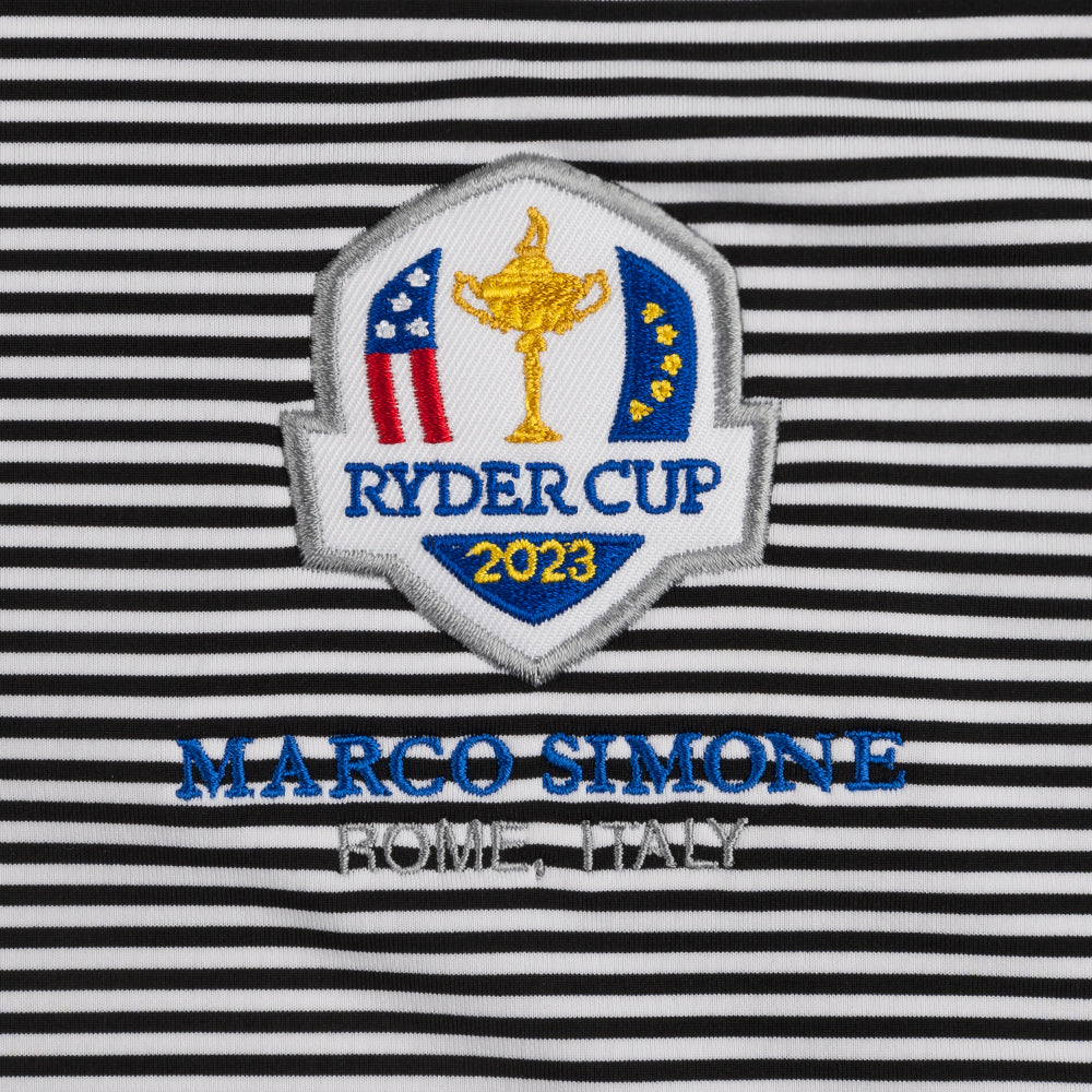 2023 Ryder Cup Peter Millar Men&#39;s Hales Polo Shirt - Black - Badge Close-up