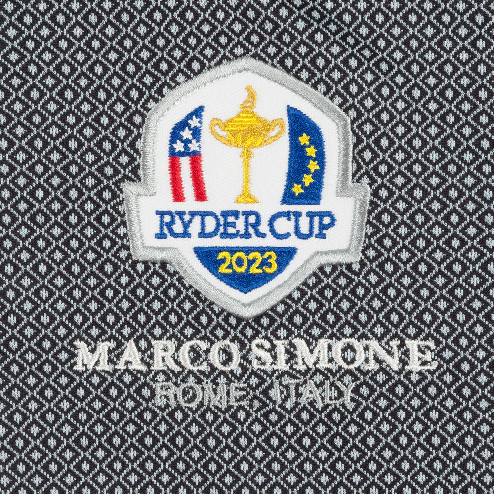 2023 Ryder Cup Men&#39;s Pique Dot Polo - Black - Badge Close-up