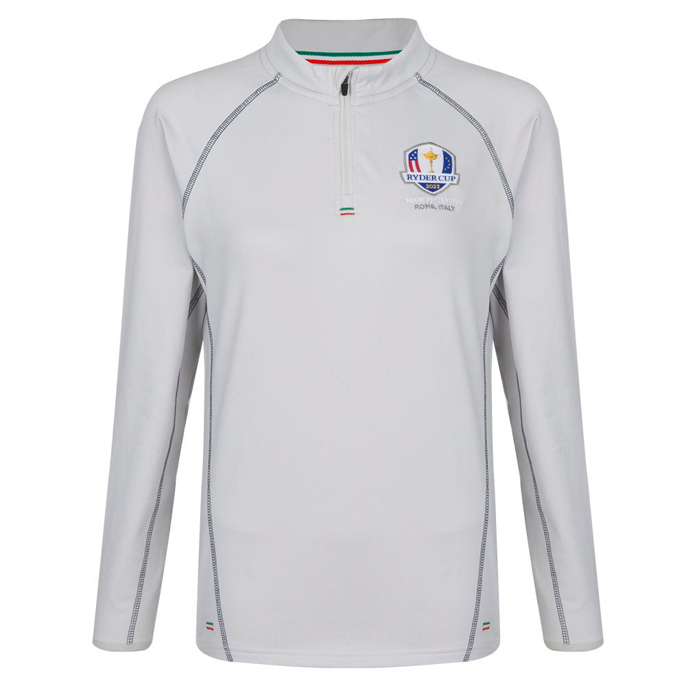 2023 Ryder Cup Rome Collection Women&#39;s 1/4 Zip Mid Layer - Light Grey - Front