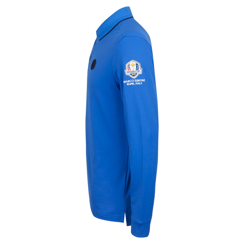 2023 Ryder Cup Chervò Men's Long Sleeve Polo - Blue - Front