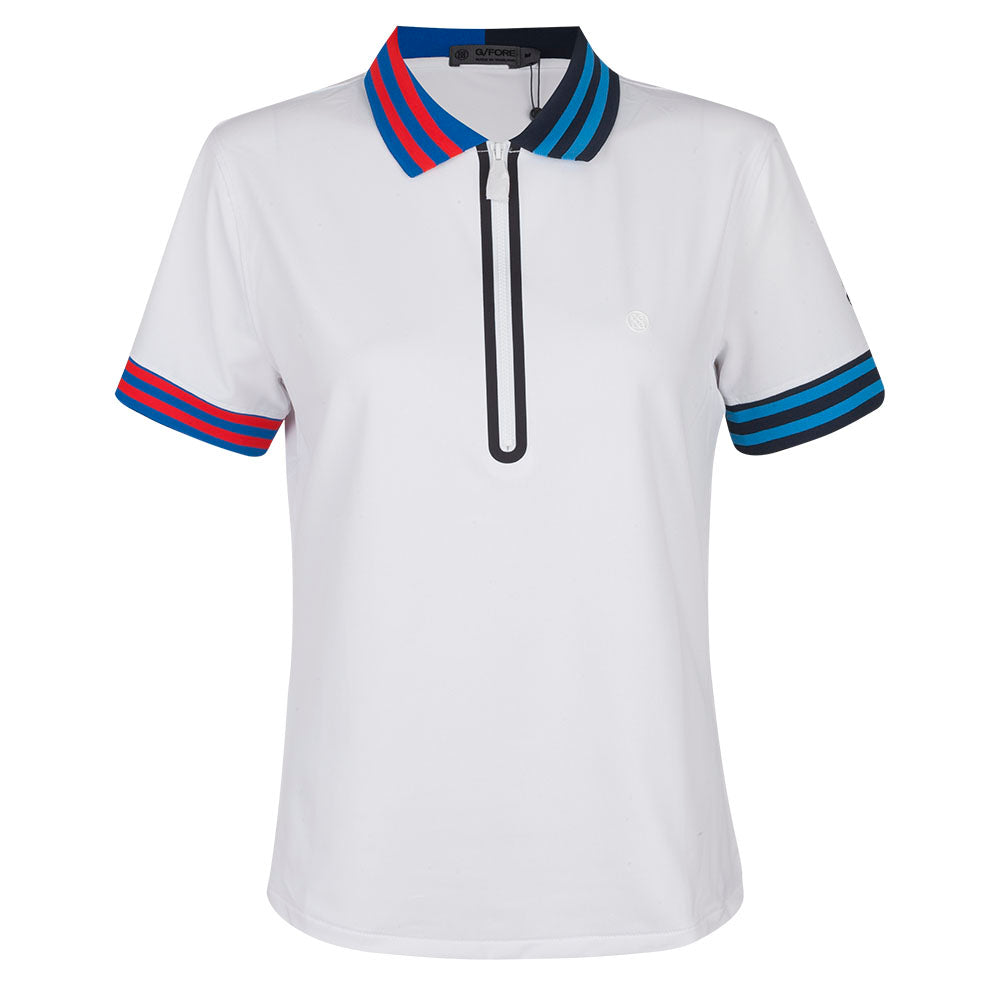 2023 Ryder Cup G/FORE Women&#39;s Zip Polo Shirt - White - Front