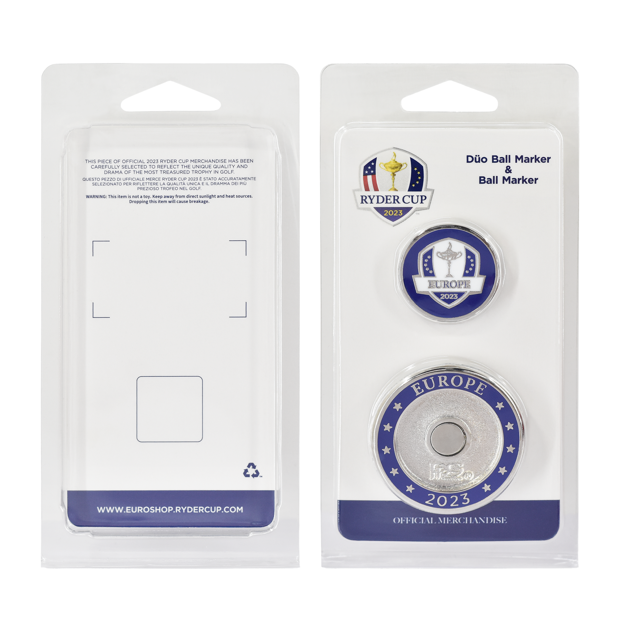2023 Ryder Cup PRG Team Europe Duo Ball Marker NEW Front
