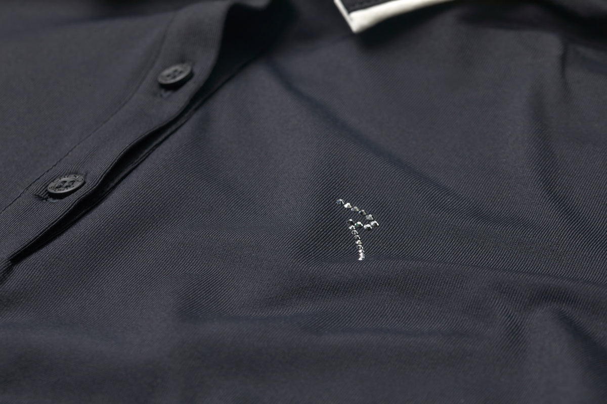 2023 Ryder Cup Chervò Womens Long Sleeve Polo - Black - Logo Close-up