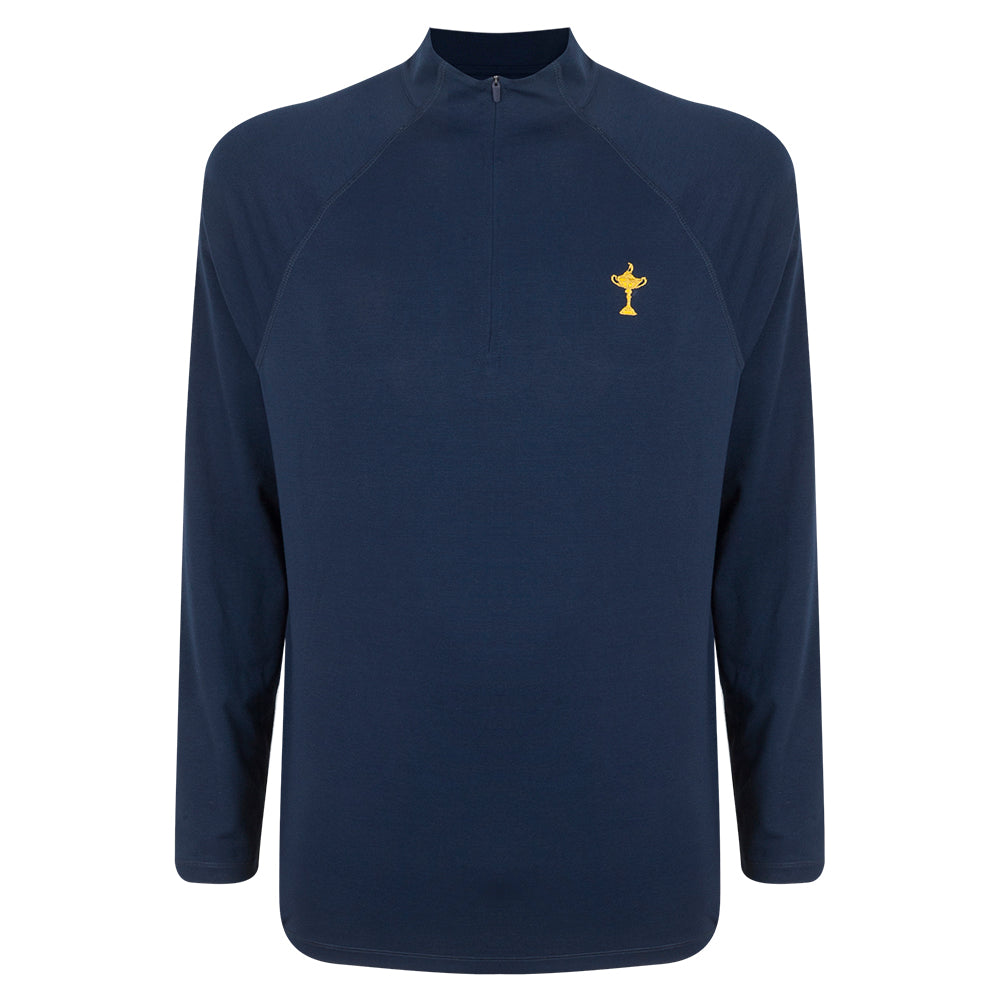 2023 Ryder Cup G/FORE Men's Navy Luxe 1/4 Zip Slim Fit Mid Layer - Front
