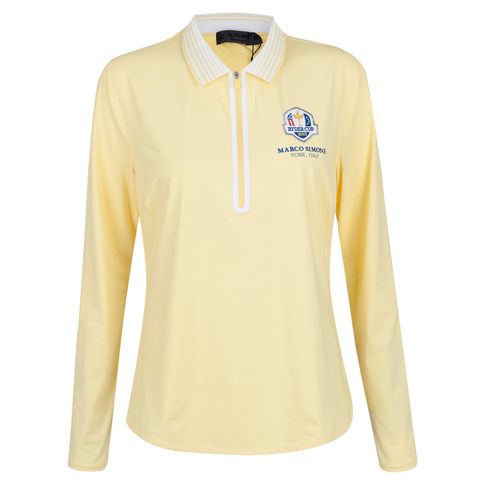 2023 Ryder Cup G/FORE Women&#39;s Yellow Featherweight Silky 1/4 Zip Polo
