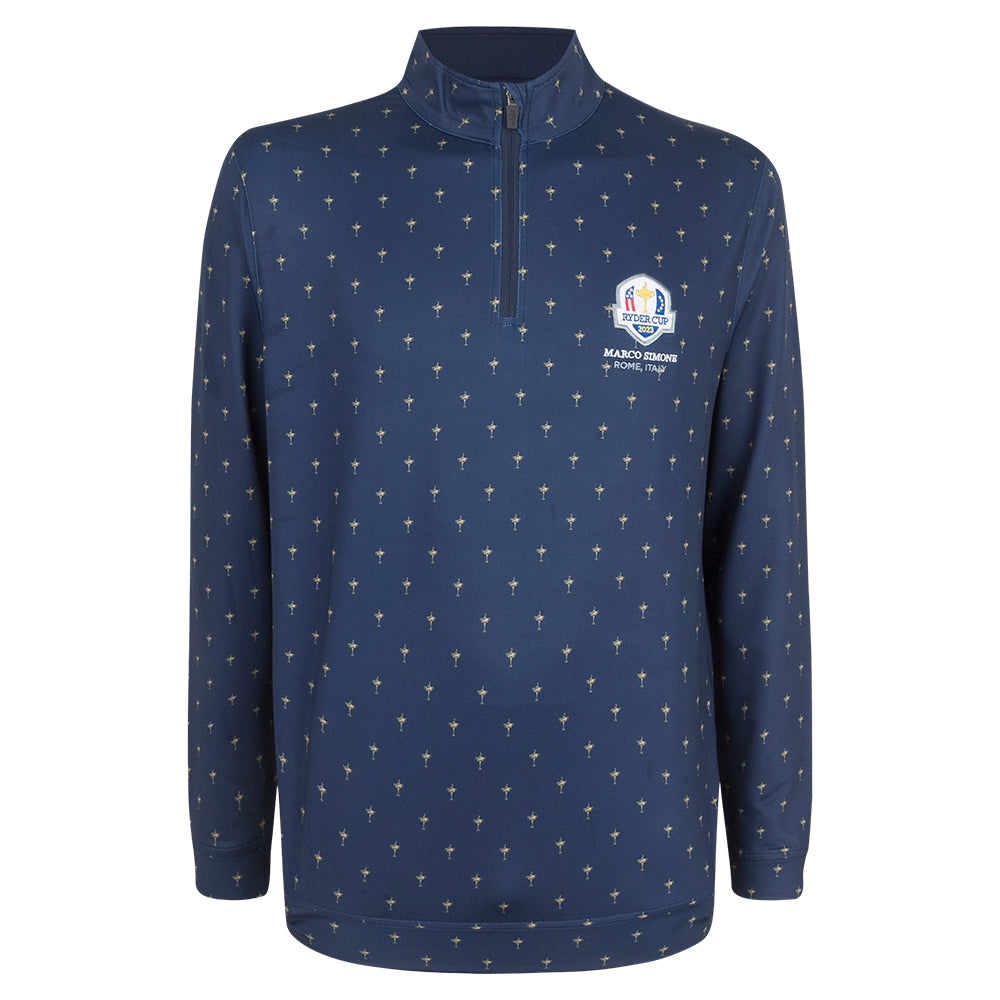 2023 Ryder Cup Glenmuir Men&#39;s Navy Trophy Print 1/4 Zip Mid Layer Front