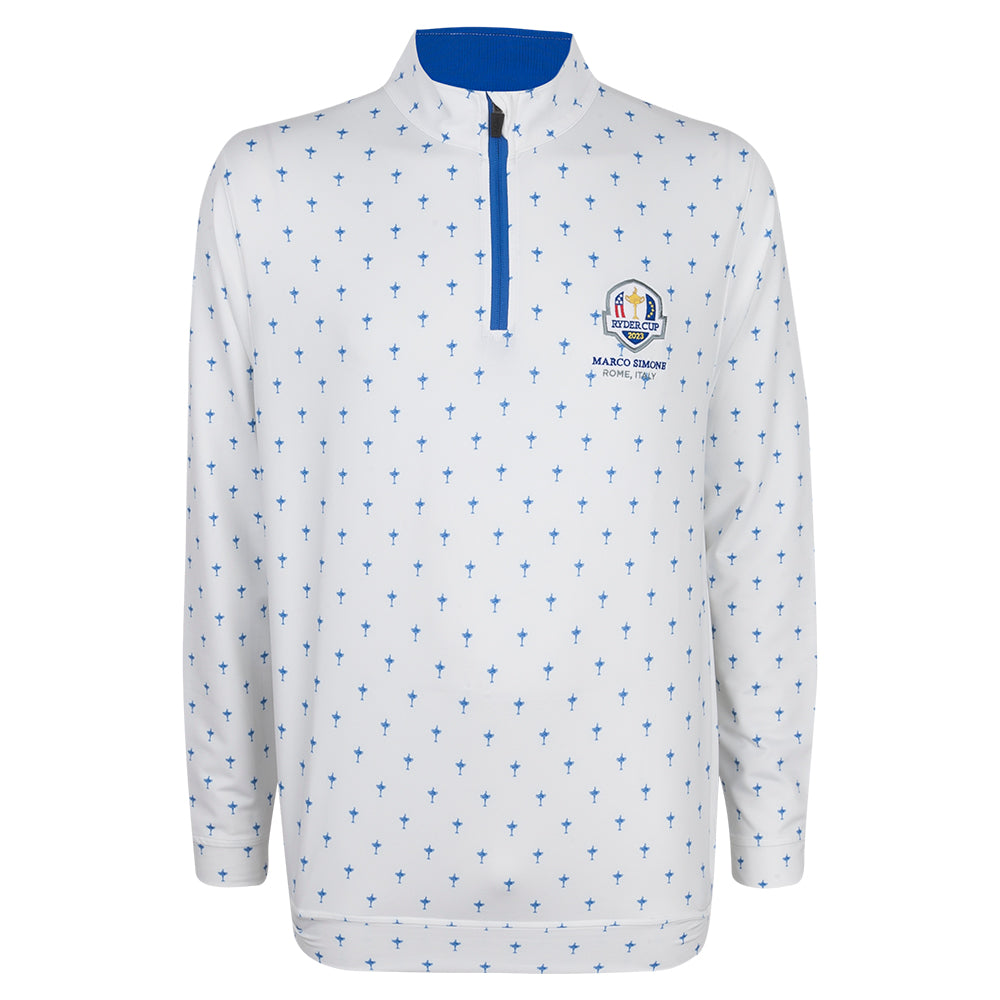 2023 Ryder Cup Glenmuir Men's White Trophy Print 1/4 Zip Mid Layer - Front