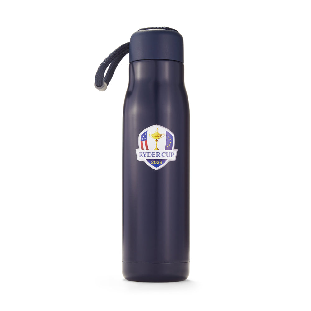 2023 Ryder Cup Navy Logo Metal Water Bottle - Front