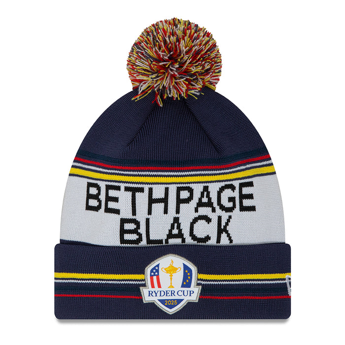 2025 Ryder Cup New Era Text Cuff Beanie Navy Front