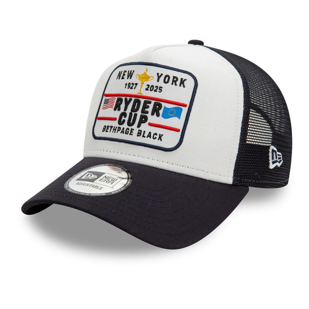 2025 Ryder Cup New Era E-Frame Trucker Black/White Cap