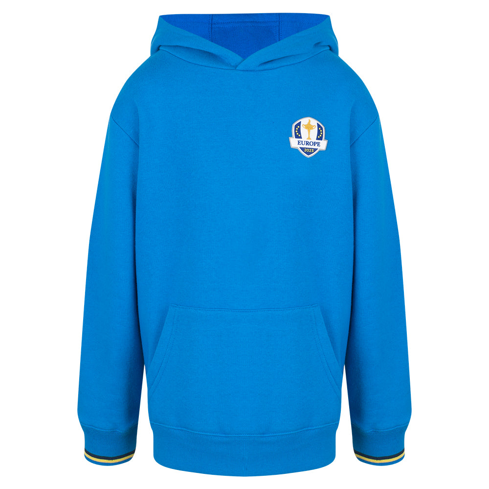 2023 Ryder Cup Official European Fanwear Youth Royal Blue Hoodie Front