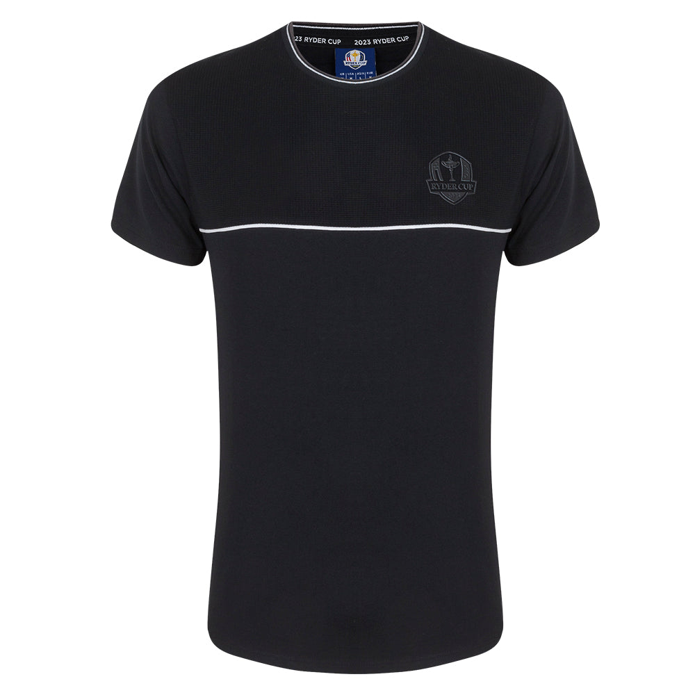 2023 Ryder Cup Men&#39;s Black Tonal Waffle T-Shirt Front