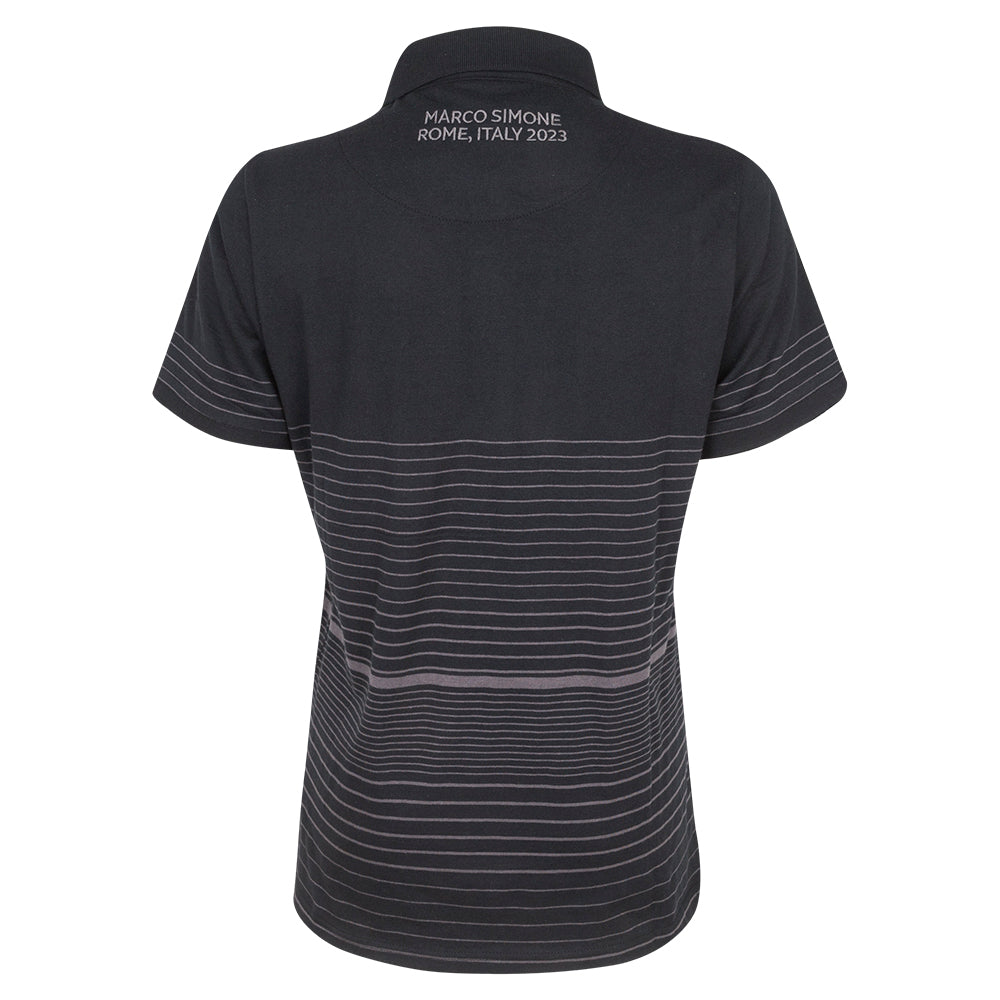 2023 Ryder Cup Women's Black Tonal Pin Striped Polo Shirt Front