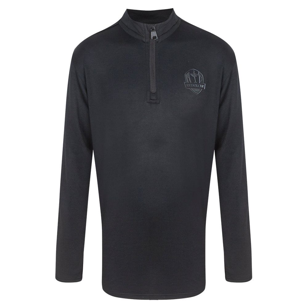 2023 Ryder Cup Youth Black Tonal 1/4 Zip Midlayer Front
